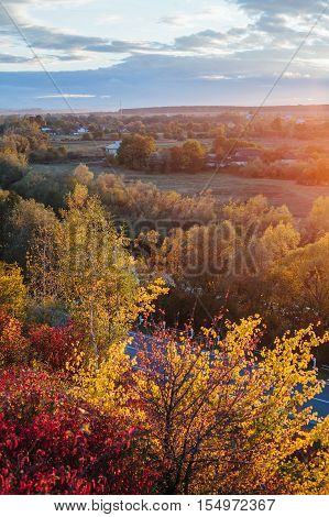 buetiful view of the road from a height. autumn