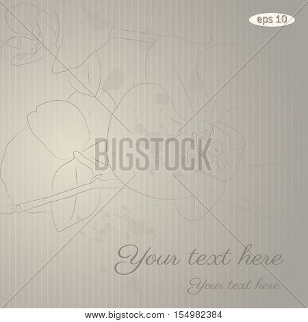 Vector background with orchids. Watercolor stains. Easily edit the colors. Place for your text.