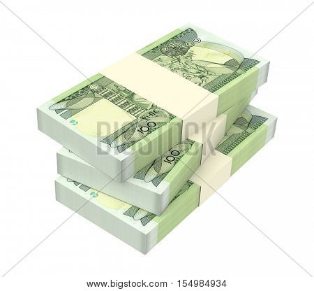 Ethiopian birr bills isolated on white background. 3D illustration.