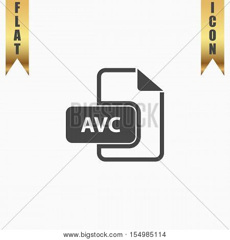 AVC file. Flat Icon. Vector illustration grey symbol on white background with gold ribbon