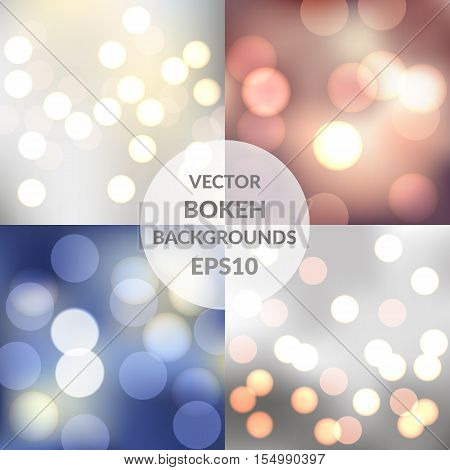 Set of vector sparkling bokeh illustrations. Beautiful background for your design. EPS10