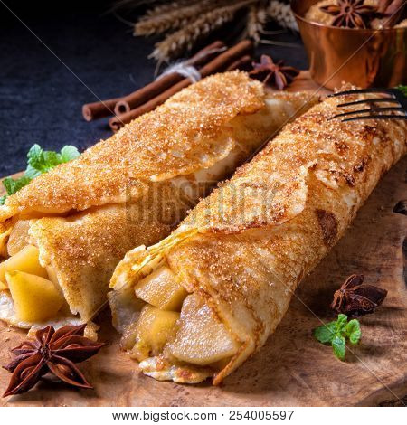Tasty Autumnal Omas Pancakes With Apple And Cinnamon