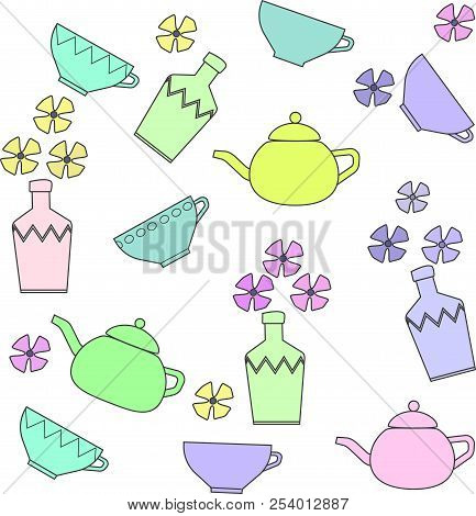 Mugs, Teapots, Flowers, Vases, Bottles, Kitchenware, Set