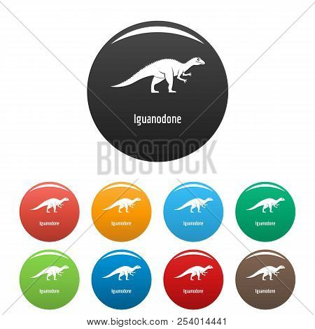 Iguanodone Icon. Simple Illustration Of Iguanodone Icons Set Color Isolated On White
