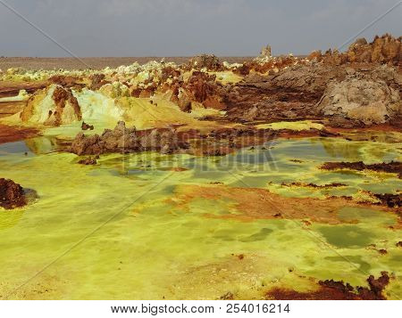 The Dallol Sulfur Springs In The Danakil Depression, Ethiopia