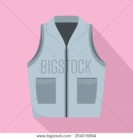 Grey Vest Icon. Flat Illustration Of Grey Vest Icon For Web Design