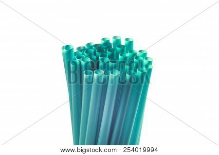 Drinking Straws For Party On Gray Background. Top View Of Colorful Paper Disposable Eco-friendly Str