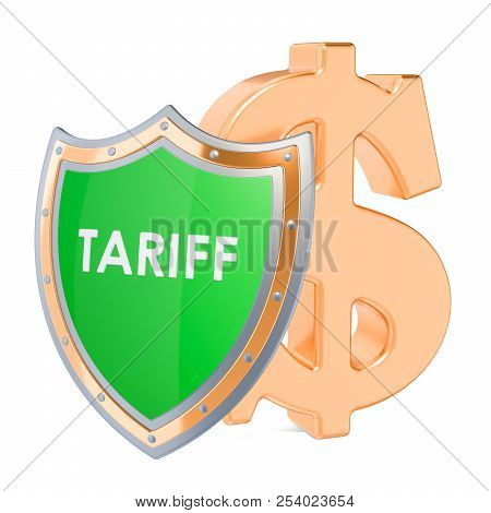Protective Tariffs For Dollar Concept, 3d Rendering Isolated On White Background