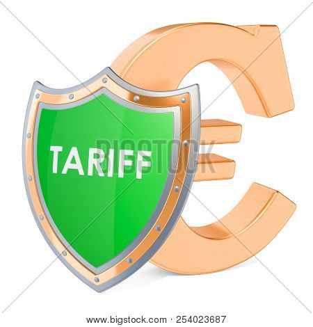 Protective Tariffs For Euro Concept, 3d Rendering Isolated On White Background