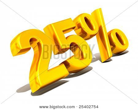 Venticinque per cento. Oro. 3D