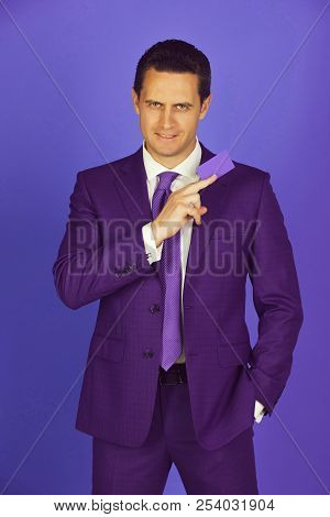 Manager, Successful Man Or Handsome Businessman Smiling With Business Or Bank Card In Stylish Formal