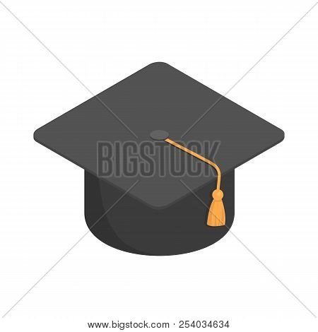 Graduate School Black Cap Icon. Isometric Of Graduate School Black Cap Vector Icon For Web Design Is