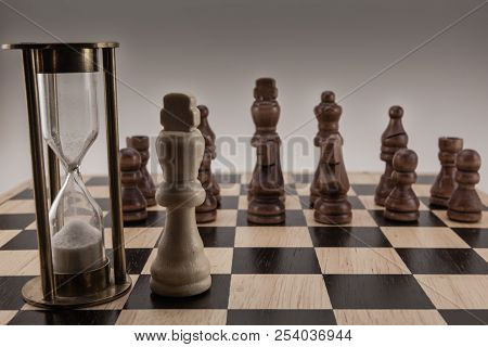 The Chess Game. The Lonely White King Against The Whole Group Of The Black Pieces. There Is Safety I