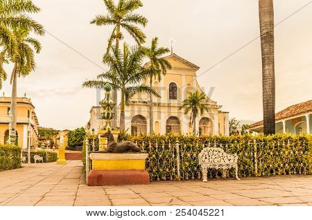 A Typical View Of Plaza Major In Trinidad In Cuba.