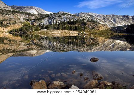 Libby Lake Sunrise In The Snowy Range Mountains Of Wyoming