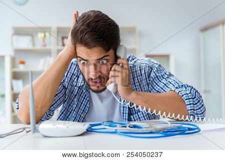 Frustrated young man due to weak internet reception