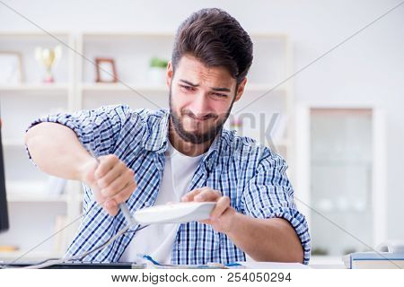 Frustrated young man due to weak internet reception