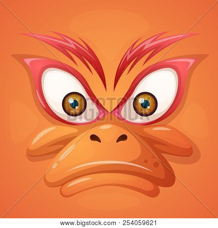 Cartoon Evil Face Duck On The Grey Background. Vector Eps 10