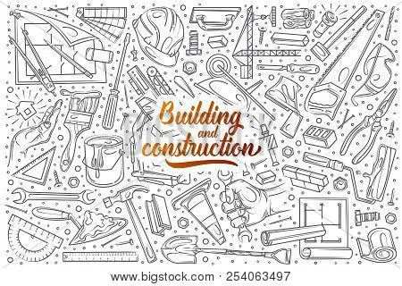 Hand Drawn Building And Construction Set Doodle Vector Background