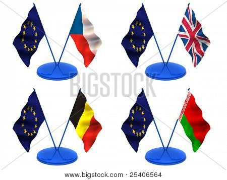Flag. Euro, UK, Hviderusland, Belgien, tjekkisk