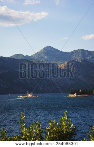 Boko-kotorska Bay In Montenegro. Epic View Of The Island Of Saint George Island And The Roman Cathol