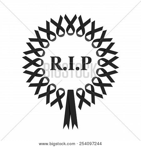 R.i.p Wreat Sign With Black Ribbon Around Circle Vector Design