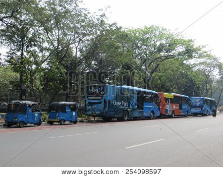 Jakarta, Indonesia - August 2, 2018: Urban Transportation On Jalan Katedral.