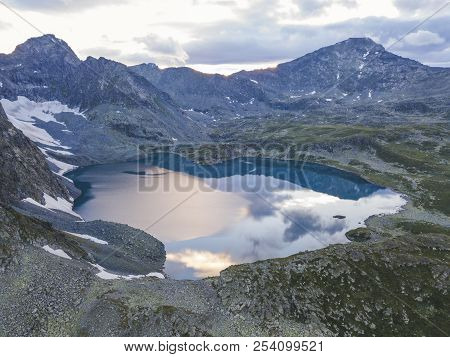 Mountain Lake Alla-askir. The Valley Of Yeshto. Altai Landscape