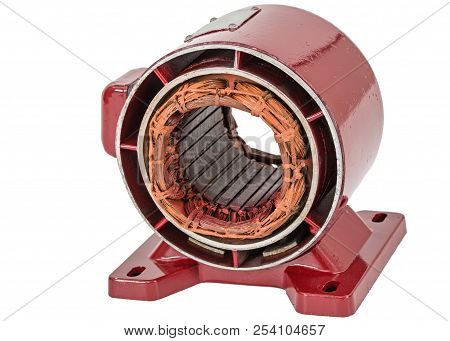 Stator Of Electric Motor, Isolated On White Background