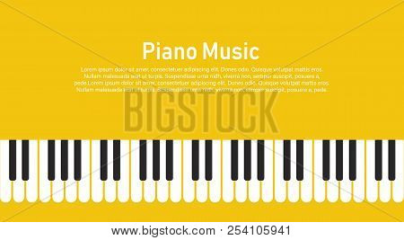 Grunge Black And White Piano Keyboard. Piano On A Yellow Background.  Stock Vector Illustration For 