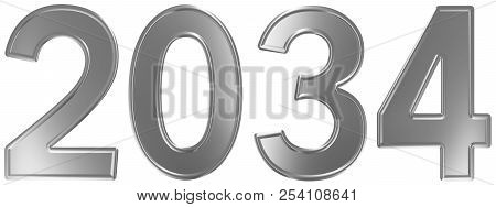 2034 Inscription, Isolated On White Background, 3d Render