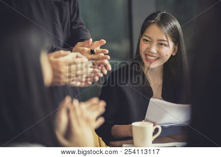 Smiling Face Of Asian Attractive Woman Working In Office Meeting Room