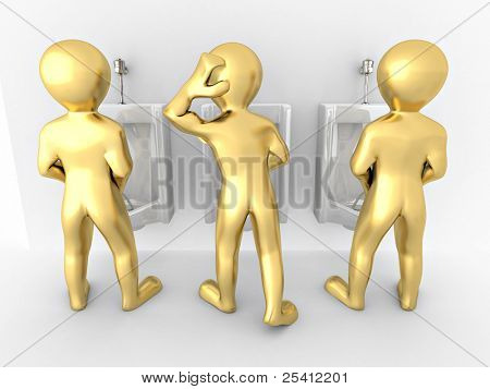男子用小便池 ob 白色孤立的背景。3d