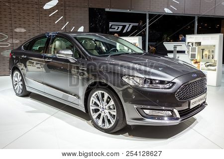 Geneva, Switzerland - March 1, 2016: Ford Mondeo Vignale Luxury Car Showcased At The 86th Geneva Int
