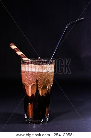 Chocolate Milkshake Juice With Strow And Chocolate