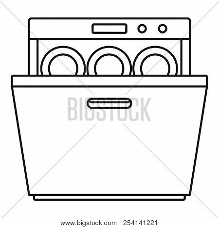 Modern Dishwasher Icon. Outline Illustration Of Modern Dishwasher Icon For Web Design Isolated On Wh