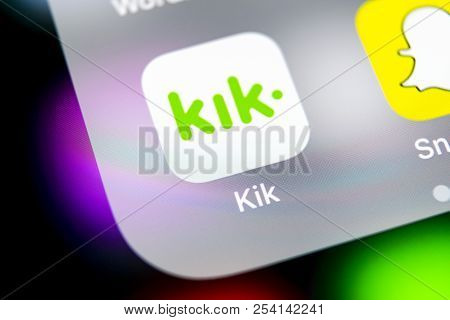 Sankt-petersburg, Russia, August 16, 2018: Kik Messenger Application Icon On Apple Iphone X Screen C