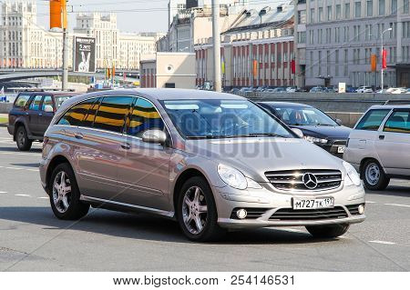 Moscow, Russia - May 5, 2012: Grey Motor Car Mercedes-benz W251 R-class In The City Street.