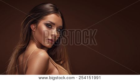 Beauty Portrait Of Sensual Brunette Girl.