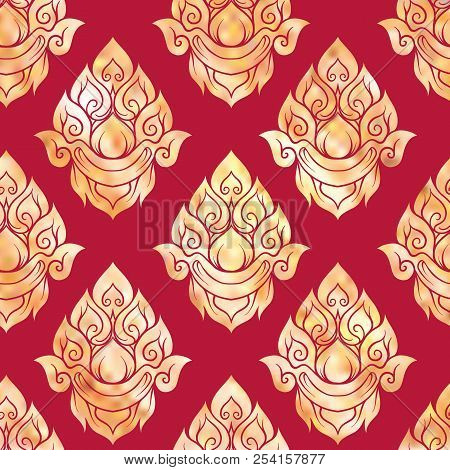 Seamless Pattern, Background Of Gold Decorative Elements Of Trad