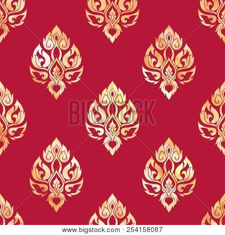 Seamless Pattern, Background Of Gold Decorative Elements Of Trad