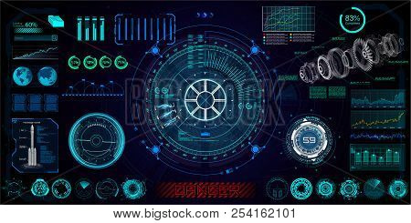 Futuristic Concept Hud, Gui Style. Screen ( Dashboard, Futuristic Circle, Space Elements, Infographi