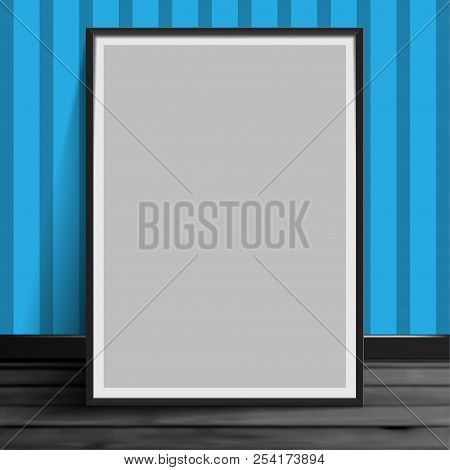 Stock Vector Illustration Mockup Mock Up Realistic Picture Template Photoframes. Blank Paper Gray. A