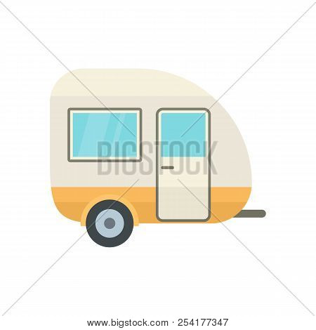 Travel Trailer Icon. Flat Illustration Of Travel Trailer Icon For Web Isolated On White