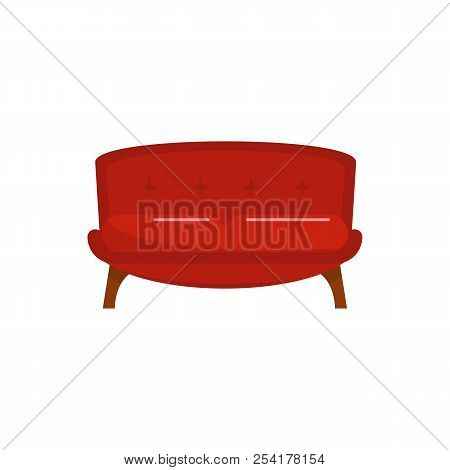 Red Tuxedo Sofa Icon. Flat Illustration Of Red Tuxedo Sofa Icon For Web Isolated On White