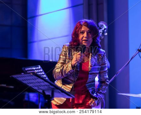 Cracow, Poland - July 31, 2018: Urszula Dudziak Live On Stage In Manggha Museum Of Japanese Art And 