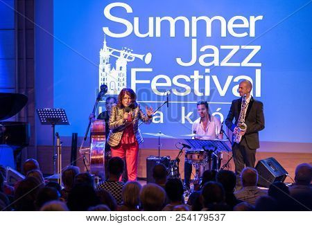 Cracow, Poland - July 31, 2018: Urszula Dudziak Live On Stage In Manggha Museum Of Japanese Art And 