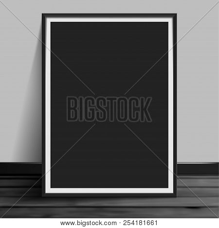 Stock Vector Illustration Mockup Mock Up Realistic Picture Template Photoframes. Blank Paper Black. 