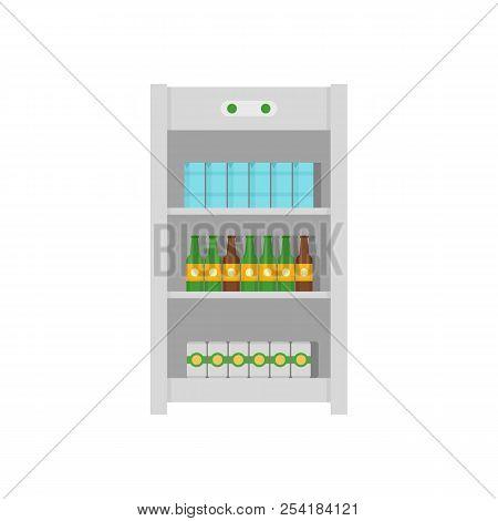Drinks Refrigerator Icon. Flat Illustration Of Drinks Refrigerator Icon For Web Isolated On White