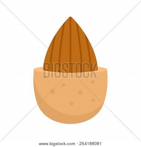 Half Shell Almond Icon. Flat Illustration Of Half Shell Almond Icon For Web Isolated On White